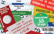 laser engraved traffolyte and plastic tag samples