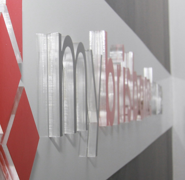 3D sign effect achieved by laser cutting thick acrylic