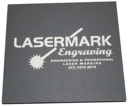 matte black Anodised Aluminium with the Lasermark logo lasered on to the surface