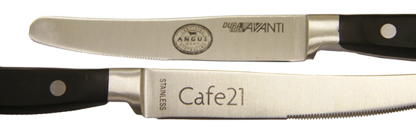 Laser marked knives used in the hospitality industry
