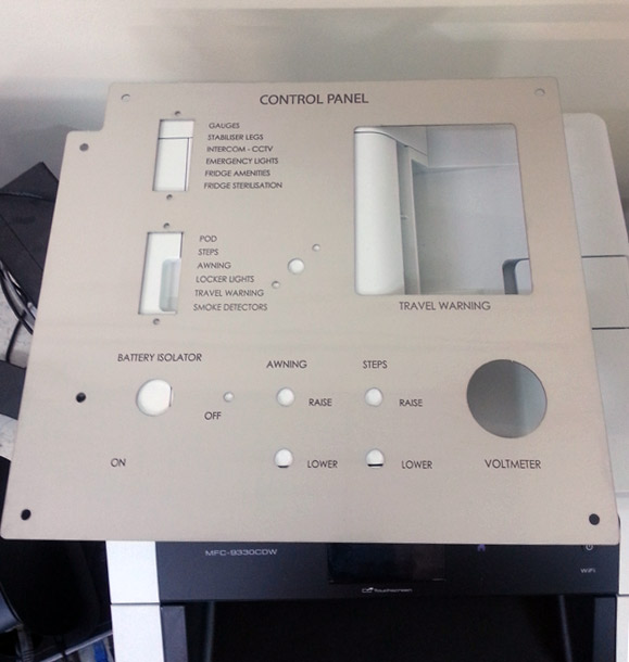 laser cut and engrave stainless steel control panel
