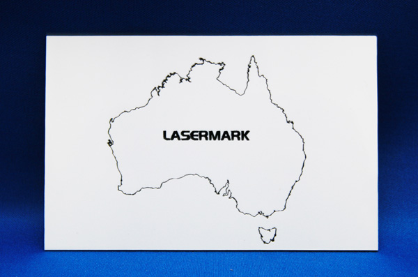 White board that has been laser marked with the image of Australia